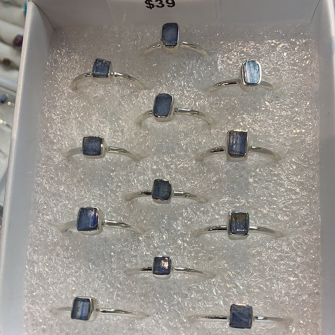 Blue Kyanite Natural Dainty Sterling Ring #J513 - $39