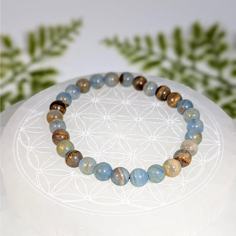 Blue onyx 7-inch 7mm tiger eye bead bracelet BC0937