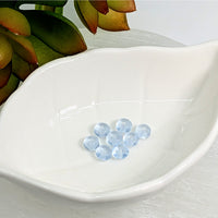 Pale blue faceted round Opalite beads for jewelry making in a pack of 8