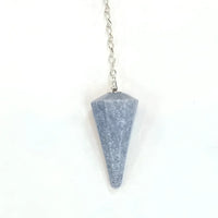Blue Quartz Pendulum #J470: Elegant blue stone necklace with a silver chain