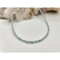 Aquamarine beaded necklace with delicate silver chain, LV9510