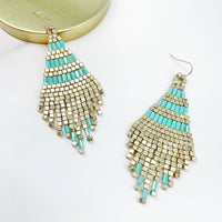 Boho Beaded Tassel Earrings with colorful beaded fringe for a stylish look