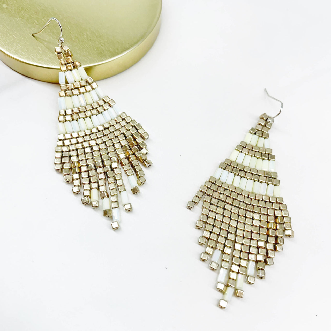 Boho Beaded Tassel Earrings with colorful beaded fringe for a stylish look