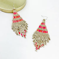 Beaded fringe earrings in various colors from Boho Beaded Tassel Earrings collection
