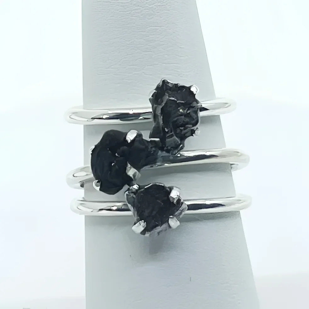 One (1) Campo del Cielo Meteorite Stackable Dainty Ring.925 
