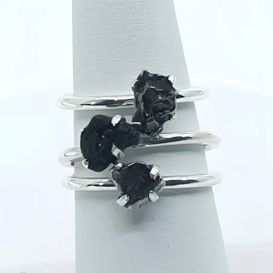 One (1) Campo del Cielo Meteorite Stackable Dainty Ring.925 