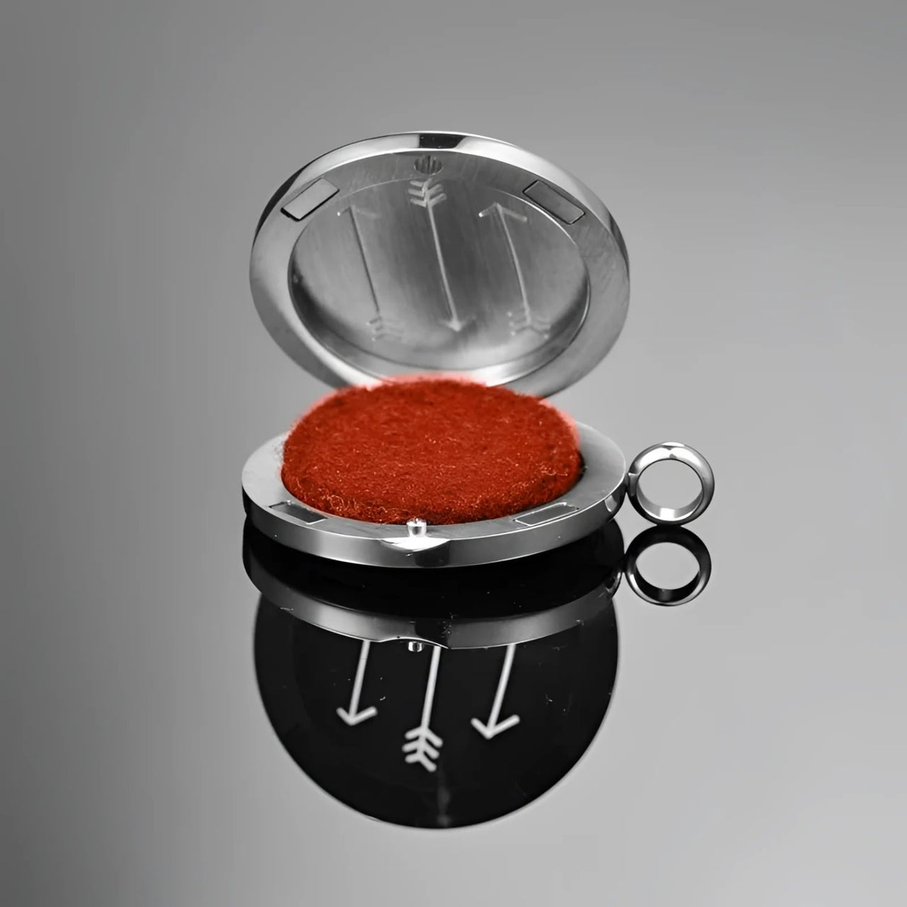 Red powder in metal container for Car Clip Diffuser Tree of Life Aromatherapy Essential Oil