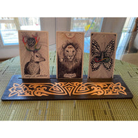 Celtic Tarot Card Holder LV9075 with wooden stand, Celtic knots, butterfly motif