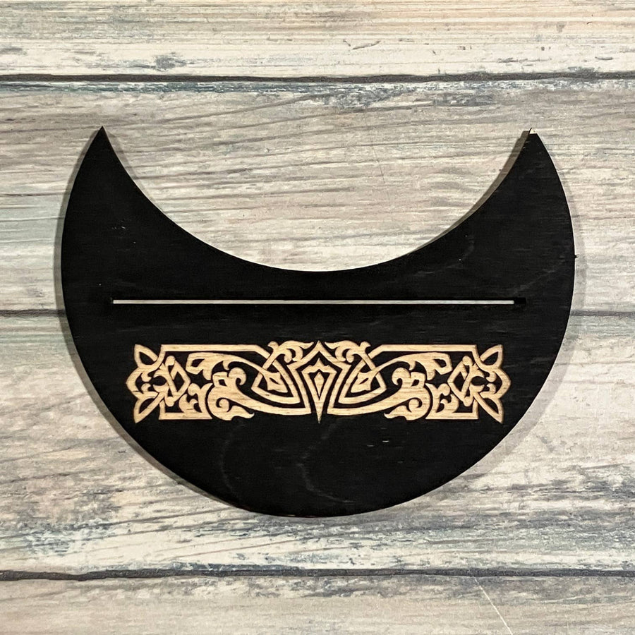 Black crescent moon wall decor with gold Celtic knot for LV9075 holder