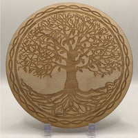 Celtic Tree of Life Etched Wood Grid #SK2219: wooden plaque with intricate tree design