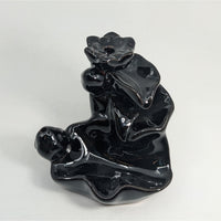 Black glossy ceramic flower vase backflow incense burner Q335