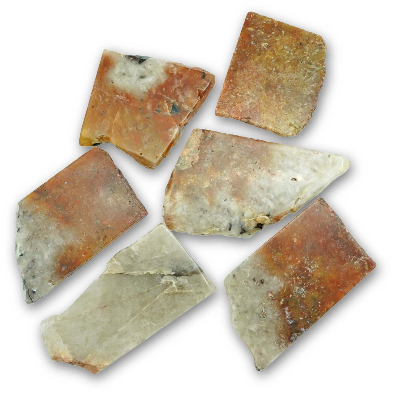 Broken pink and white Agate stones in a scattered pattern for Chalcedony Slab 54g #LV0807