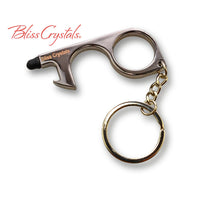 1 Chrome Germ Key No Touch Door & Bottle Opener Keychain w/ 