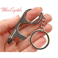 1 Chrome Germ Key No Touch Door & Bottle Opener Keychain w/ 