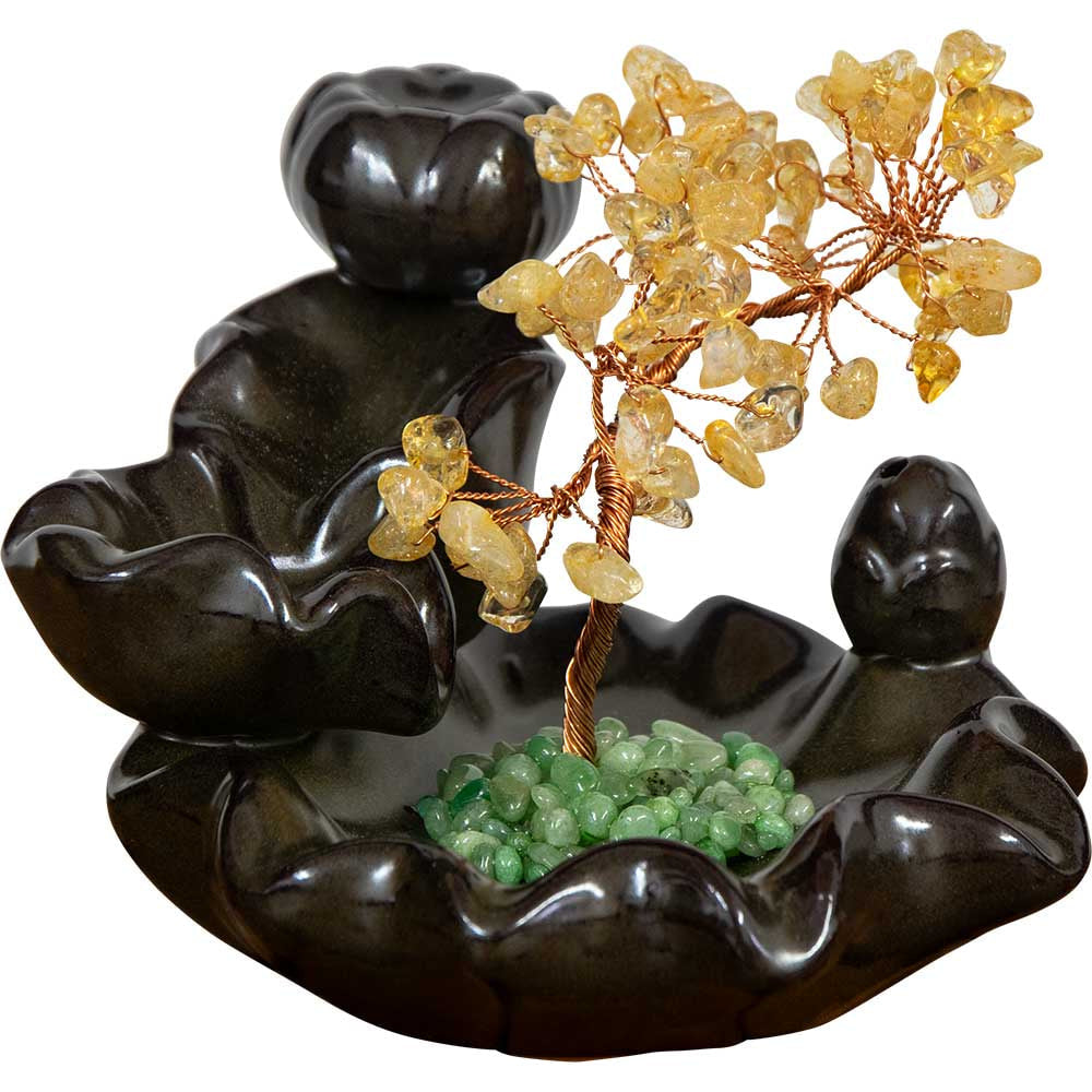 Citrine Gem Tree Ceramic Backflow Incense Holder #LV9167 $38