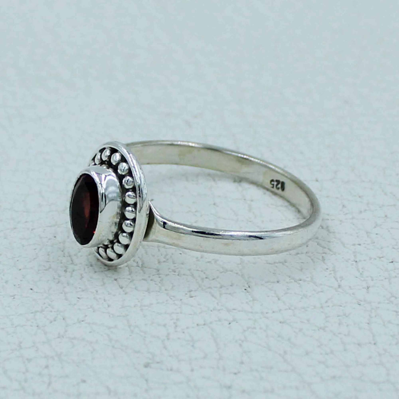 Oval faceted citrine or peridot sterling silver ring with bezel-set stone