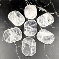 Clear quartz 1.5-2in flat palm stone #BC0765 with fractures