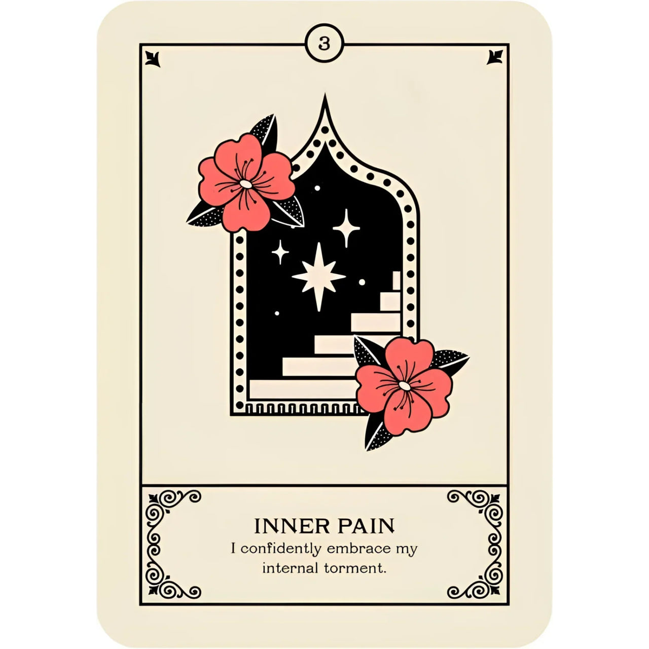 Tarot card with floral accents from Cries of the Souls Oracle by Isabelle Cerf