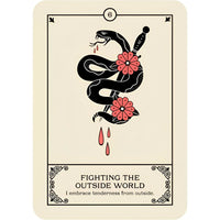 Tarot card with snake and dagger from Cries of the Souls Oracle by Isabelle Cerf
