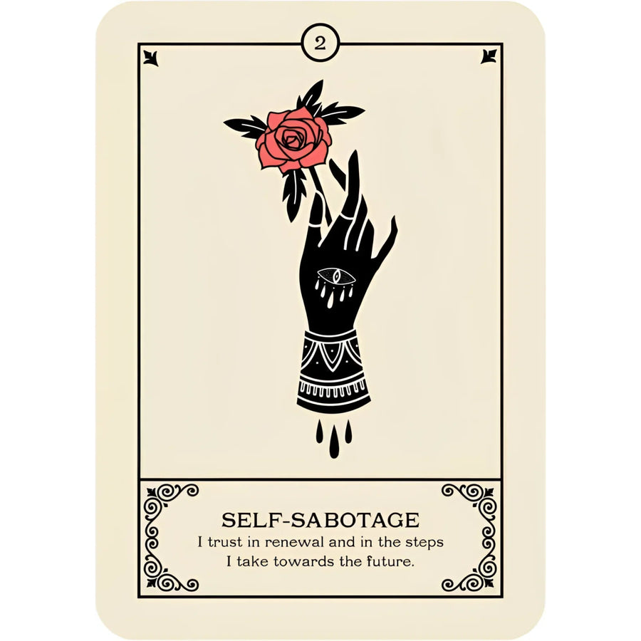 Tarot card with hand holding rose from Cries of the Souls Oracle by Isabelle Cerf