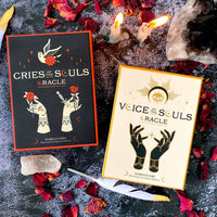 Two oracle card decks displayed in Cries of the Souls Oracle by Isabelle Cerf