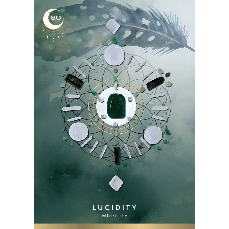 Crystal grid with green stones for energy healing from Crystal Grid Oracle Deluxe Edition