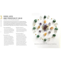 Open book showing flowers and rocks photo in ’Crystal Gridwork’ by Kiera Fogg #Q001