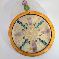 8’’ Crystal Mandala Resin Hanging Ornament with Amethyst, Quartz, Blue Gems