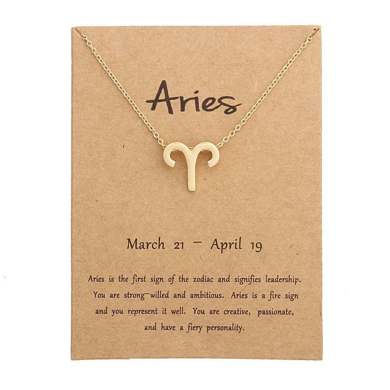 Gold Taurus Zodiac Necklace in Stainless Steel with Gold Plating, Dainty and Elegant