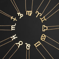 Gold zodiac sign necklaces on Dainty Zodiac Stainless Steel Gold Plated Necklace