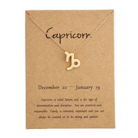 Gold Capricorn Zodiac Necklace in stainless steel with gold plating from Dainty Zodiac collection
