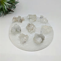 Clear crystal geodes on a selenite plate with Diamond Apophyllite Cluster R122