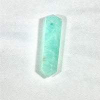 Elongated aqua-colored double terminated crystal hexagonal DT Wand Pendant #J899