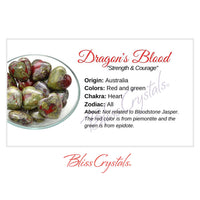 DRAGON’S BLOOD Crystal Information Card Double sided #HC118