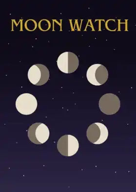 Eight moon phases arranged in a circular pattern.