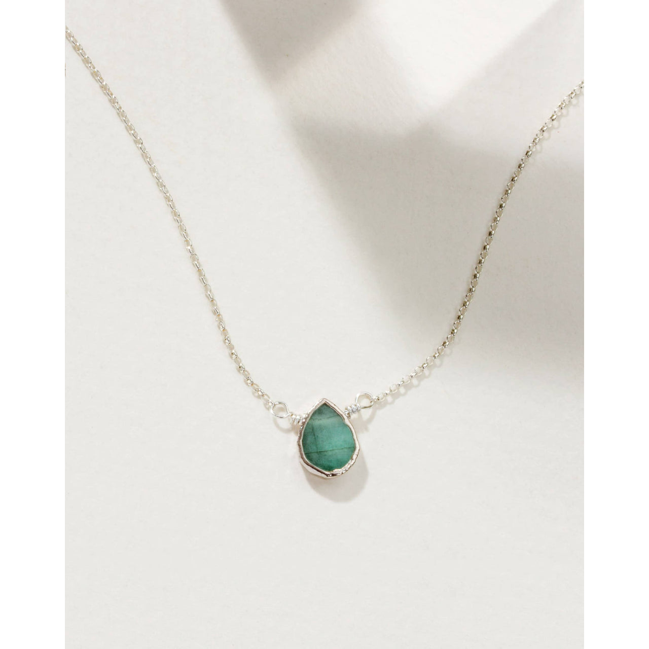 Emerald Delicate Gemstone Silver Necklace #LV9109 $39