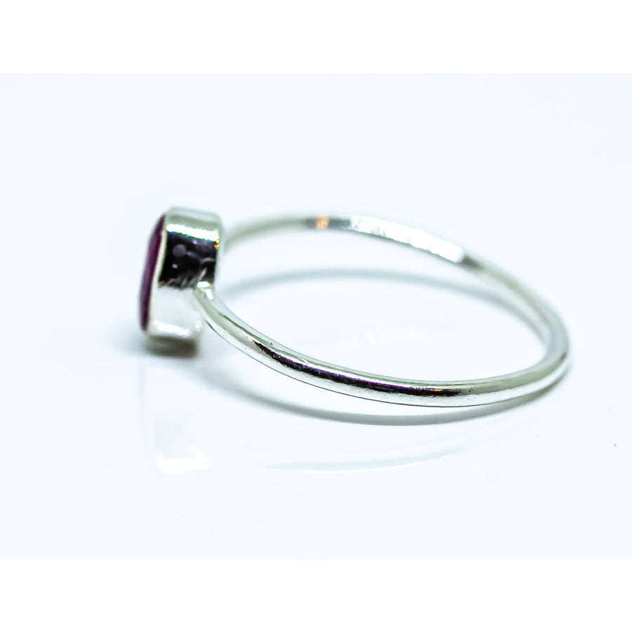 Faceted Oval Ruby Ring Sterling Silver #RIN1073