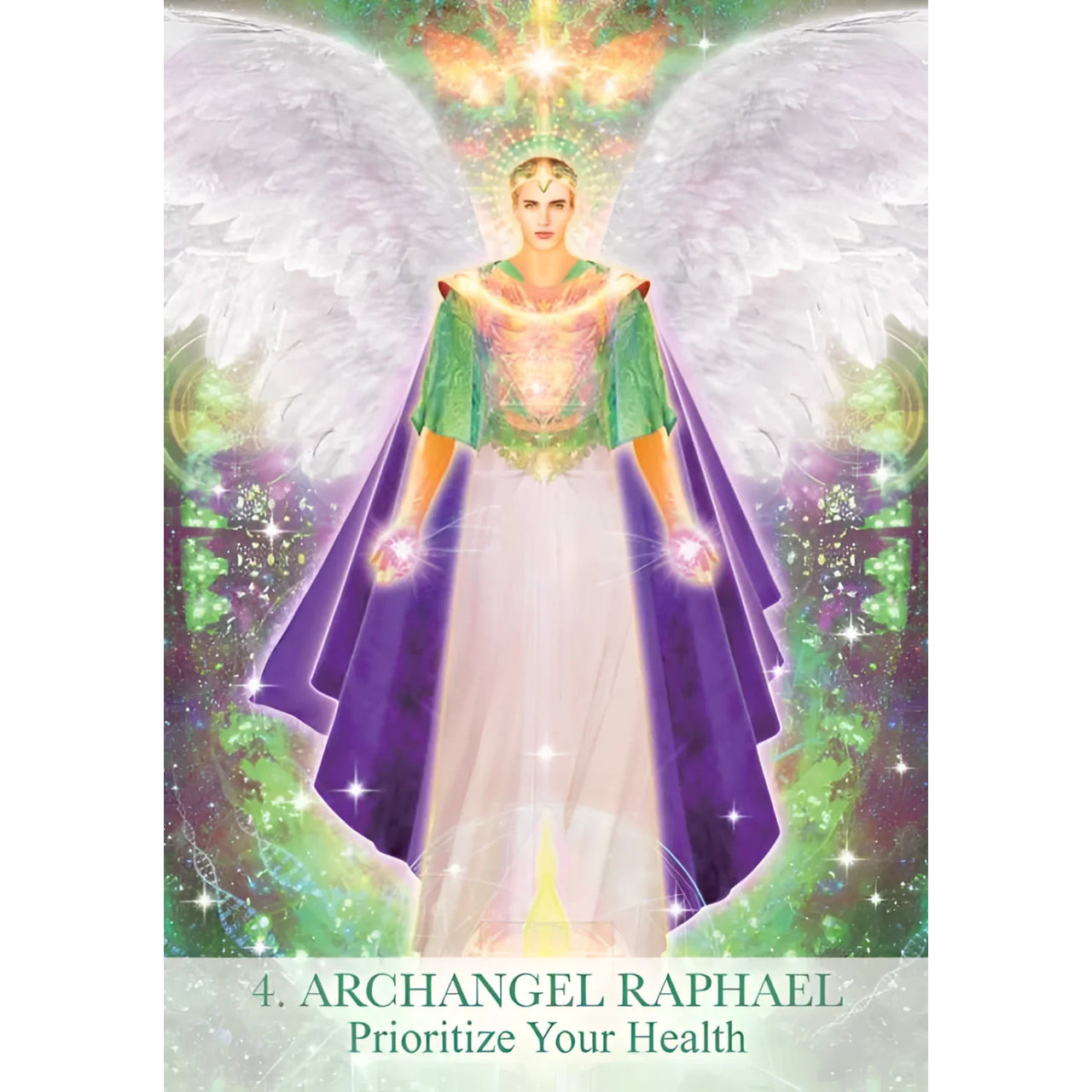 Archangel Raphael channeling healing energy from the Female Archangels Oracle Deck by Calista