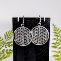 Silver flower of life brass earrings 0.9-1.2 inch #BC0945