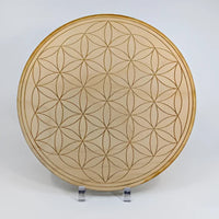 Flower of Life Etched Alder Wood Grid: Wooden Box with Floral Design #K048