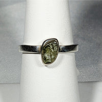 Genuine Moldavite Rough Stone Sterling Silver Ring #J804
