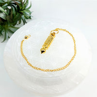 Gold-plated chain bracelet with cylindrical charm pendant in Gold Metal 1.4’’ Isis Pendulum