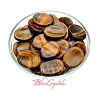 1 Gold Tiger’s Eye Concave Thumb Stone for Motivation + 