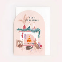 Greeting Card #K002 - Cosy Fireplace Christmas - $6.95