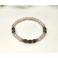 GRIEF/LOSS Smoky Quartz and Rose Quartz Beaded Bracelet 7.5’’ #LV9518