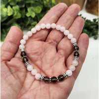 GRIEF/LOSS Smoky Quartz and Rose Quartz Bracelet 7.5’’ #LV9518