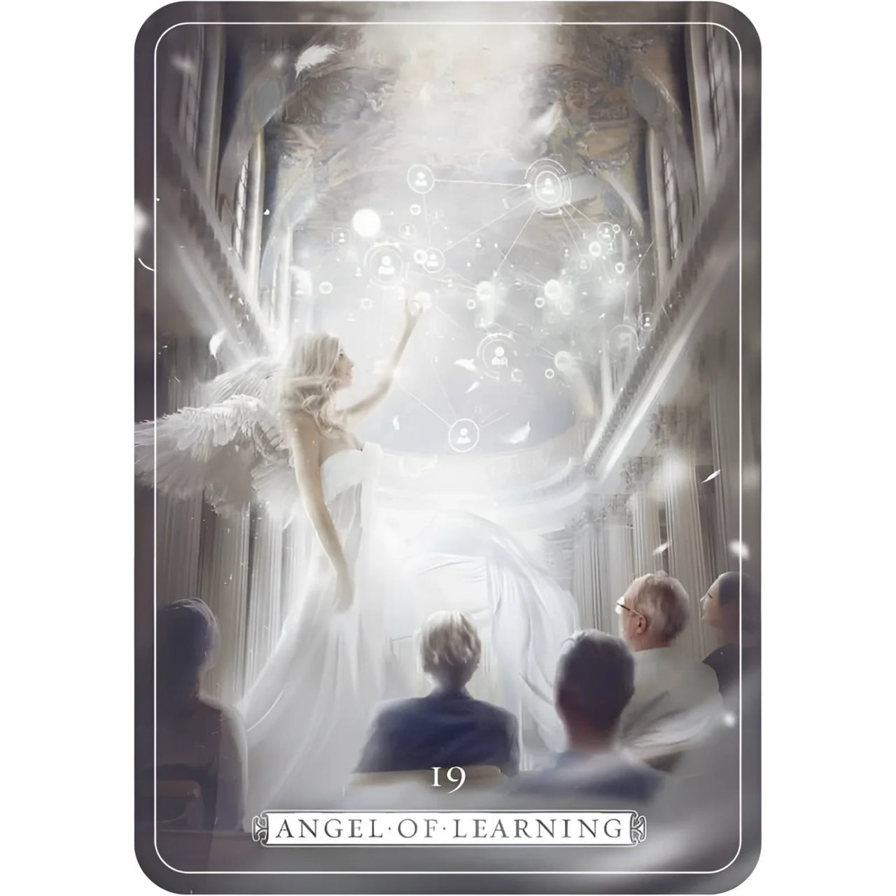 Angel of Learning tarot card from Guardian Angel Oracle by Debbie Malone with Bliss Crystals