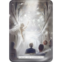 Angel of Learning tarot card from Guardian Angel Oracle by Debbie Malone with Bliss Crystals