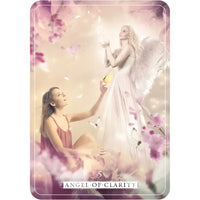 Angel of Clarity oracle card from Guardian Angel Oracle by Debbie Malone with Bliss Crystals