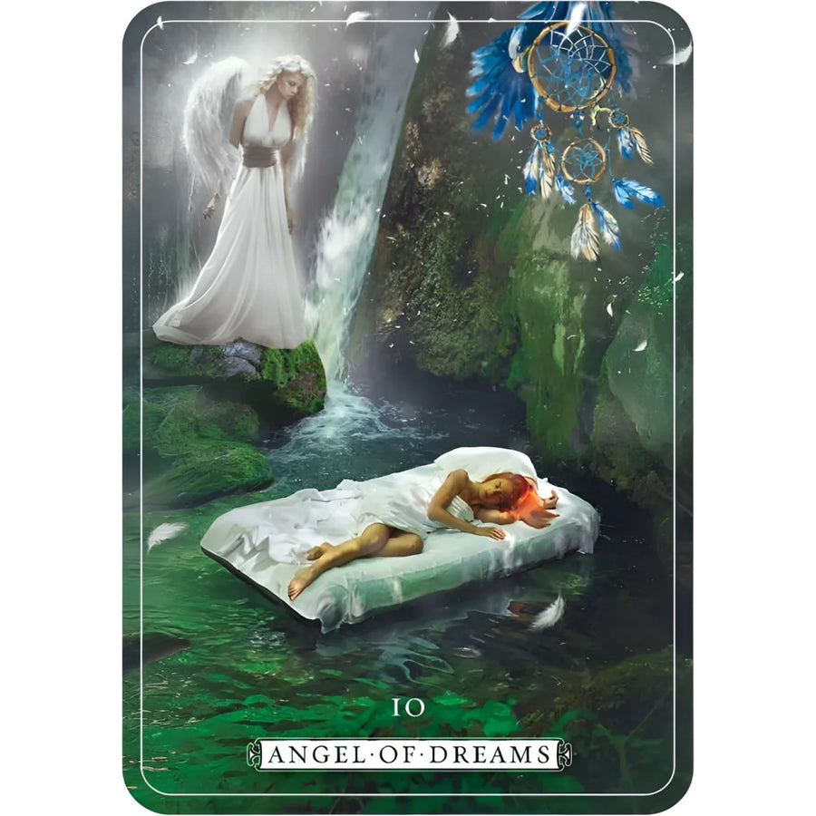 Dream-themed tarot card from Guardian Angel Oracle by Debbie Malone featuring bliss crystals